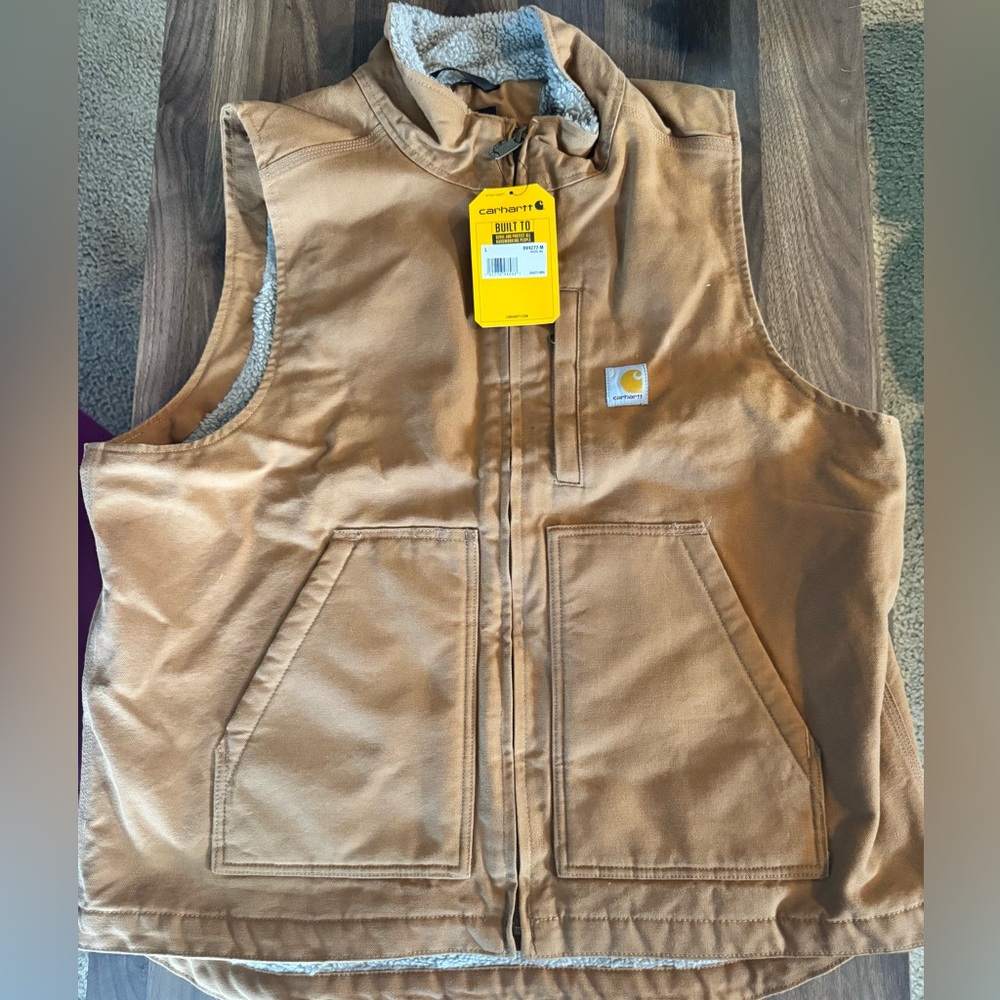 Men’s Carhartt Tan Fleece lined Vest Large